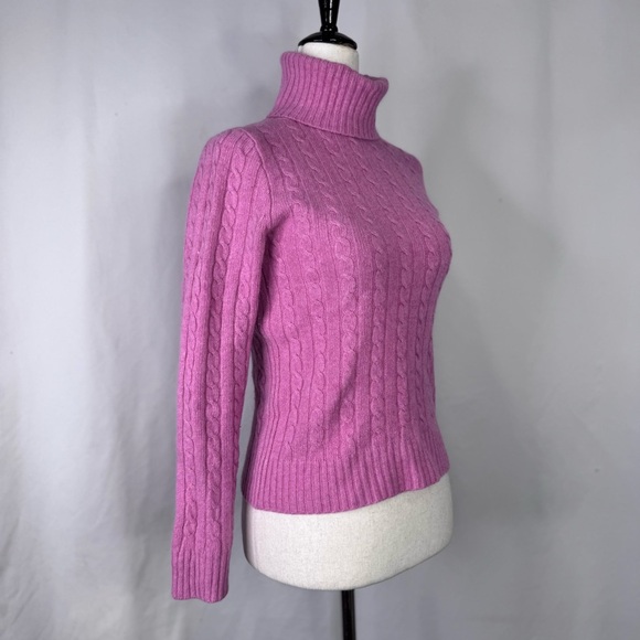 J. Crew Rose Pink Cable Knit Turtleneck Sweater Cashmere blend - Picture 2 of 5